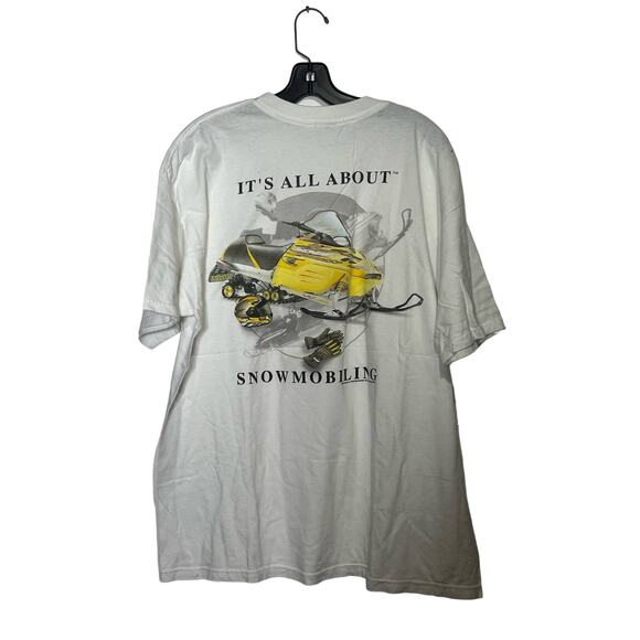 Anvil It's All About SnowMobiling Graphic Print Short Sleeve T Shirt White - Picture 2 of 5